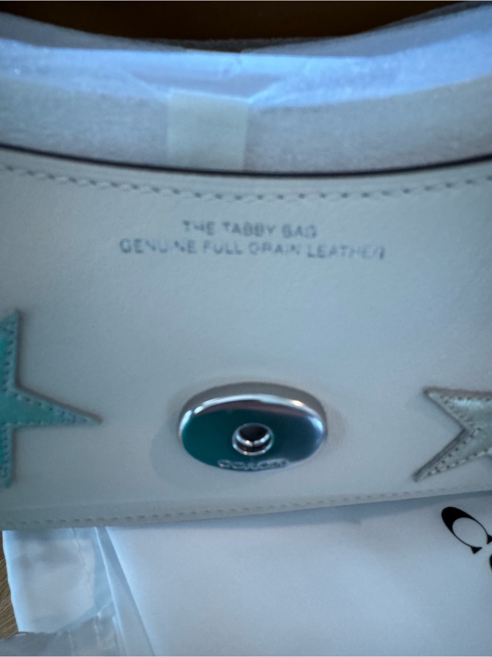 Coach Tabby 26 Ivory Leather Metallic Star Appliqué Shoulder Bag NWT CBG38 - Picture 13 of 15